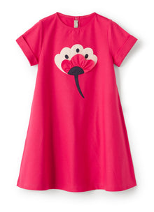 Jersey Dress with Flower | Rosso Carminio/Rosso Carminio
