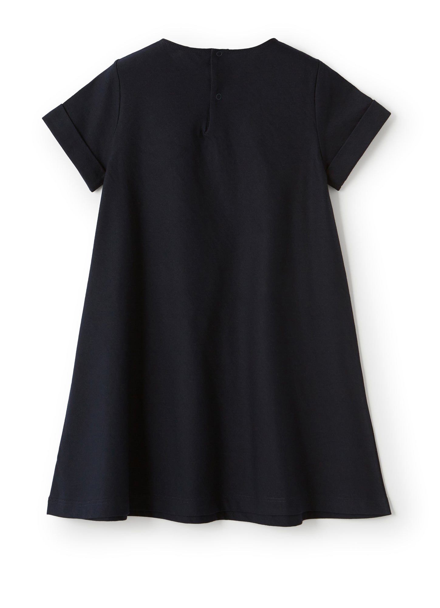 Jersey Dress with Flower | Blue/Rosso Carminio