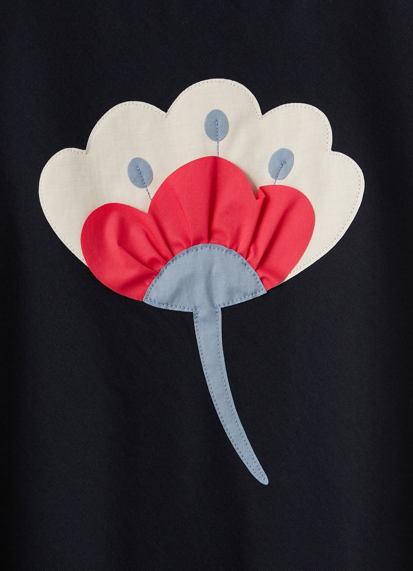 Jersey Dress with Flower | Blue/Rosso Carminio