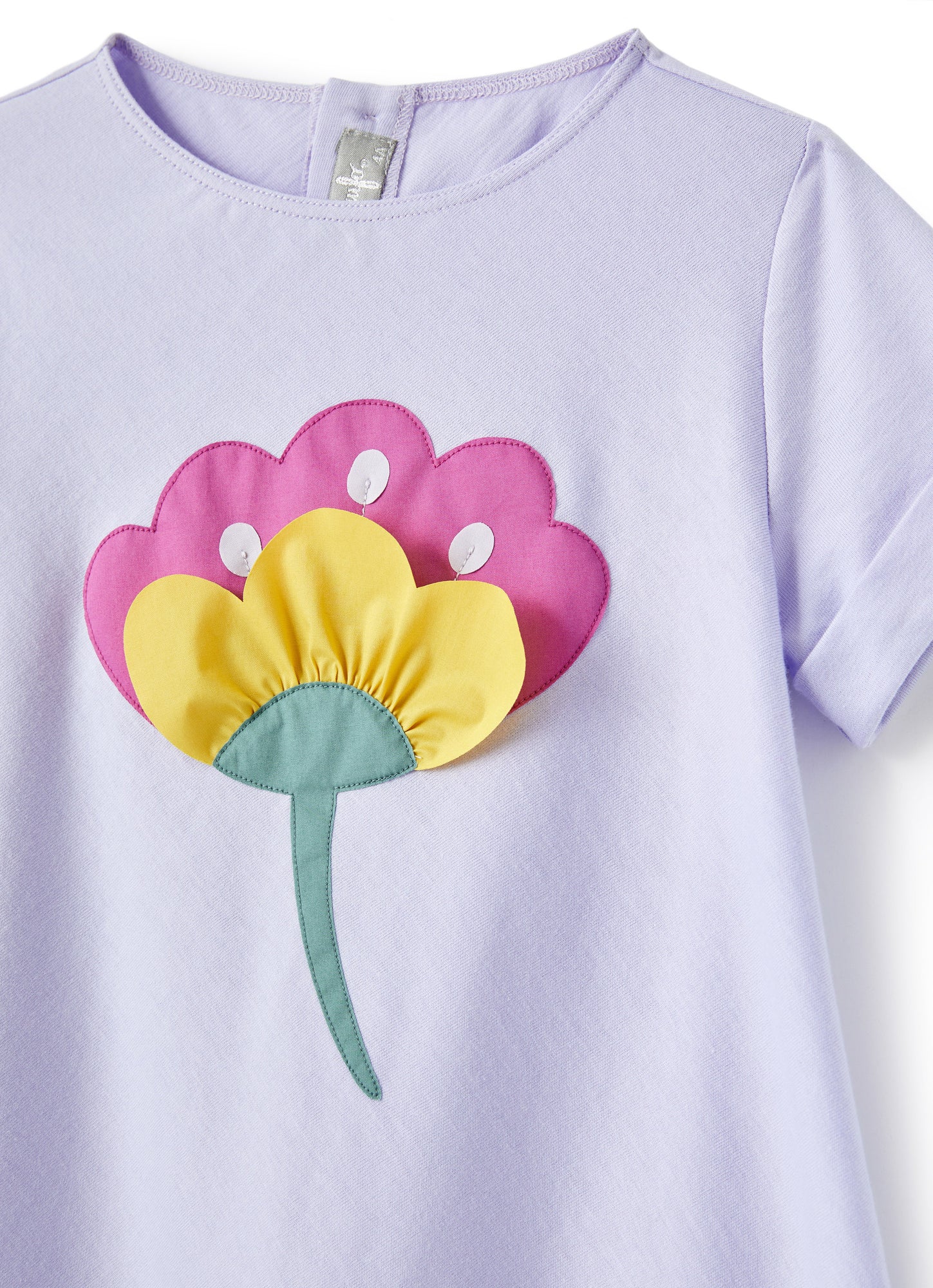 Lilac Jersey Dress with Flower | Lilla/Giallo