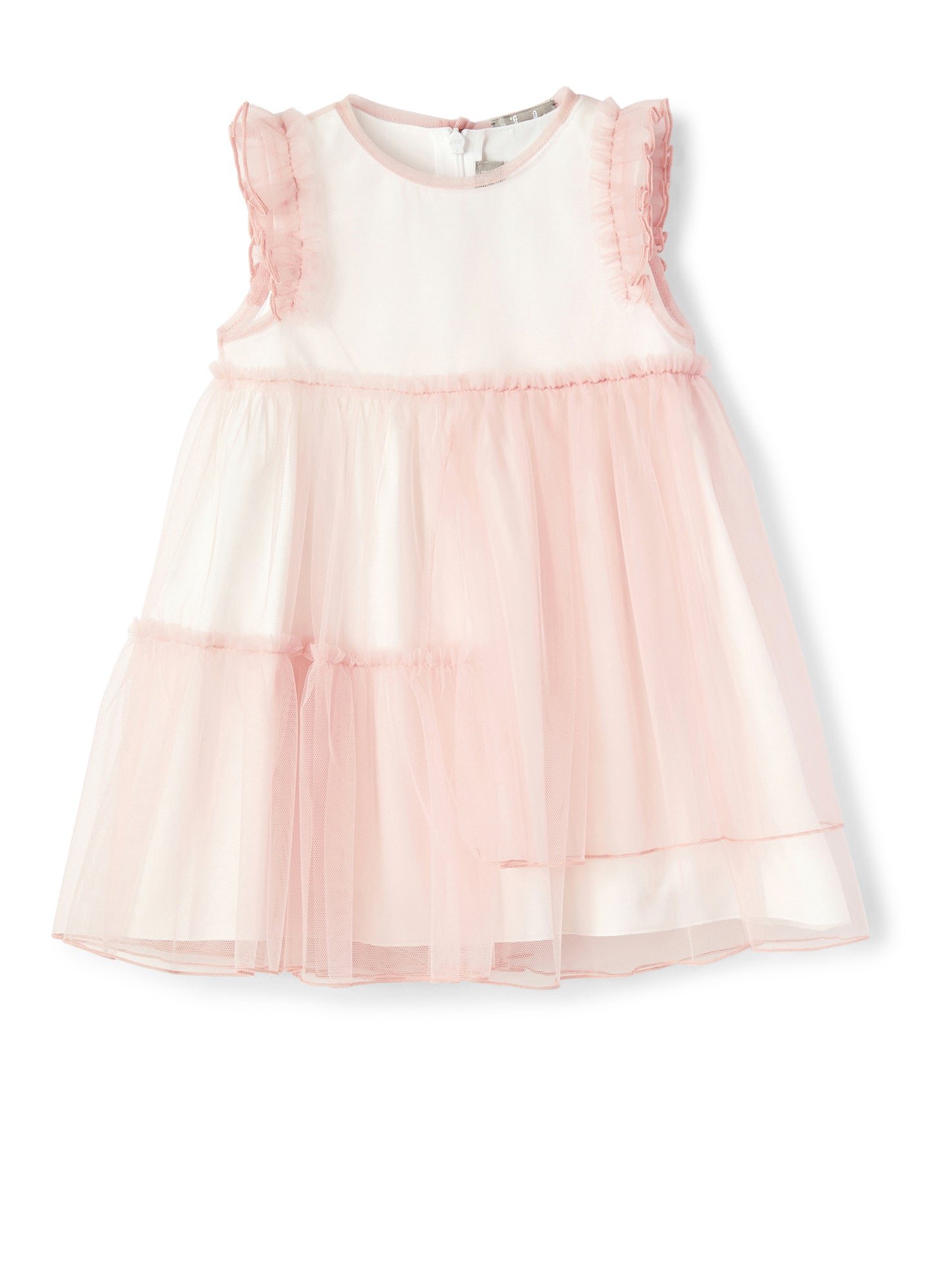 Girls | Tulle Dress with Flounces | Pink Antico