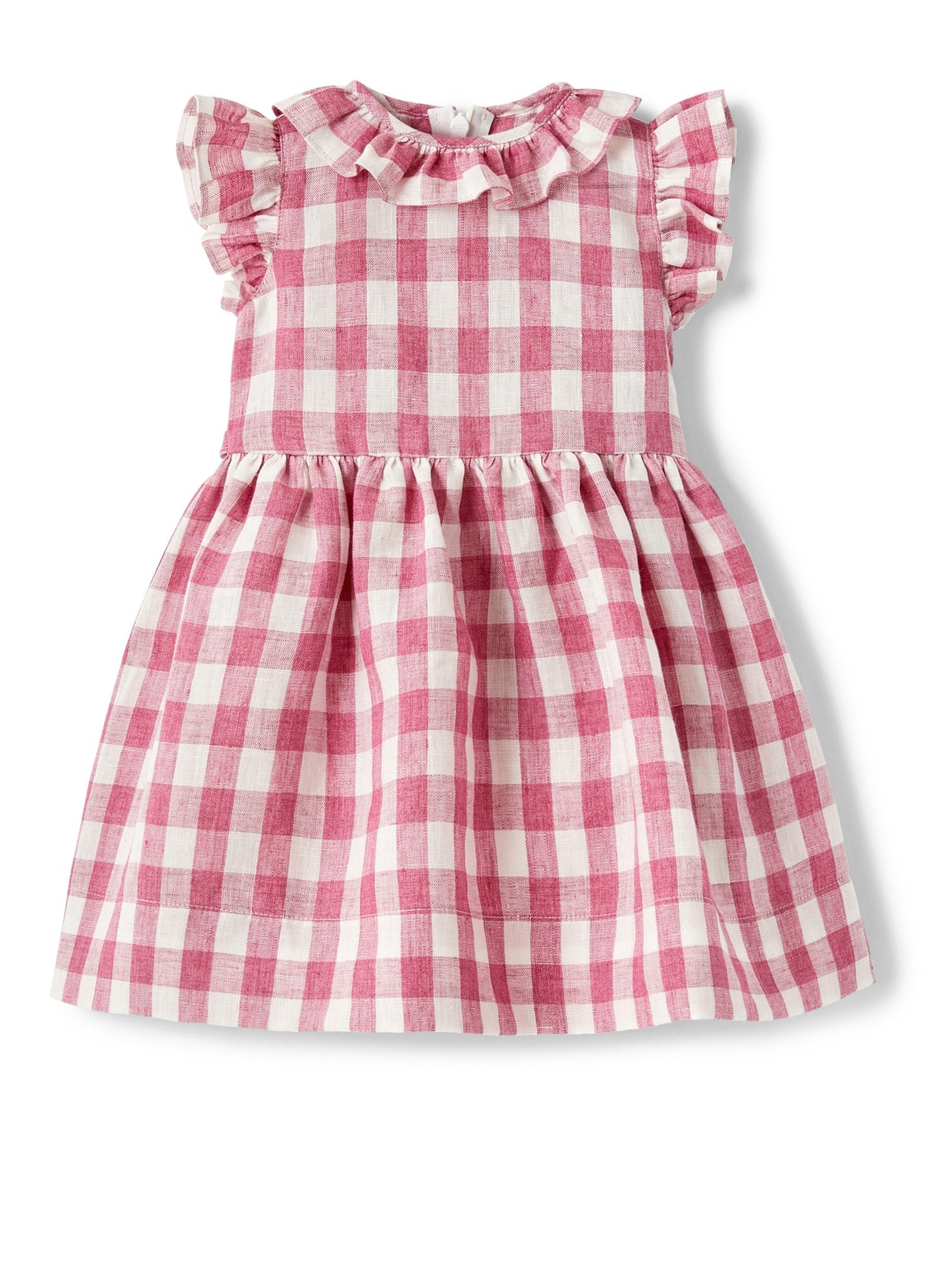 Maxi Check Linen Dress | Rosa Antico