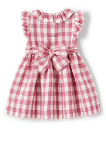 Maxi Check Linen Dress | Rosa Antico