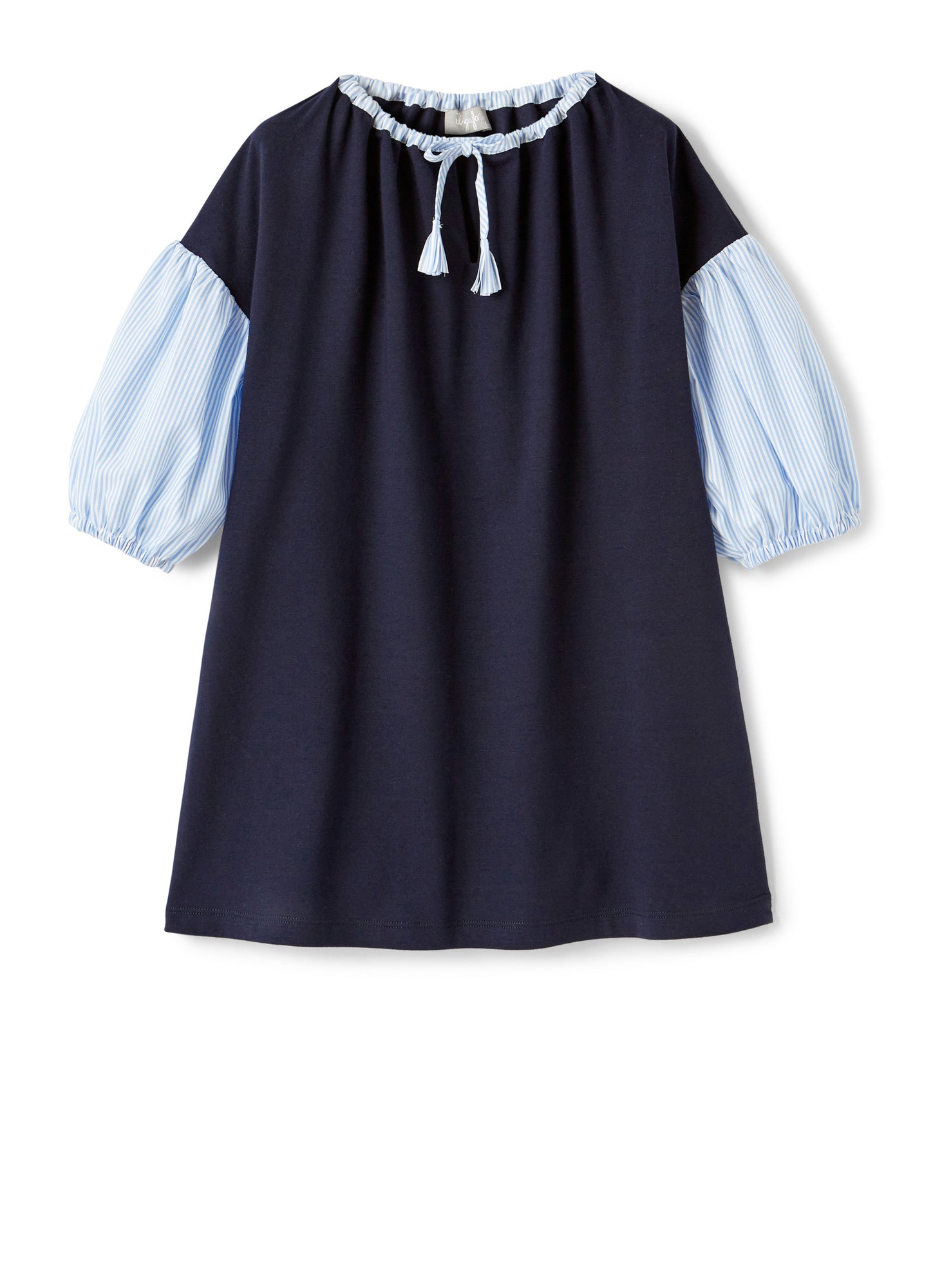 Girls | Jersey Dress with Balloon Sleeve | Blue Light Blue