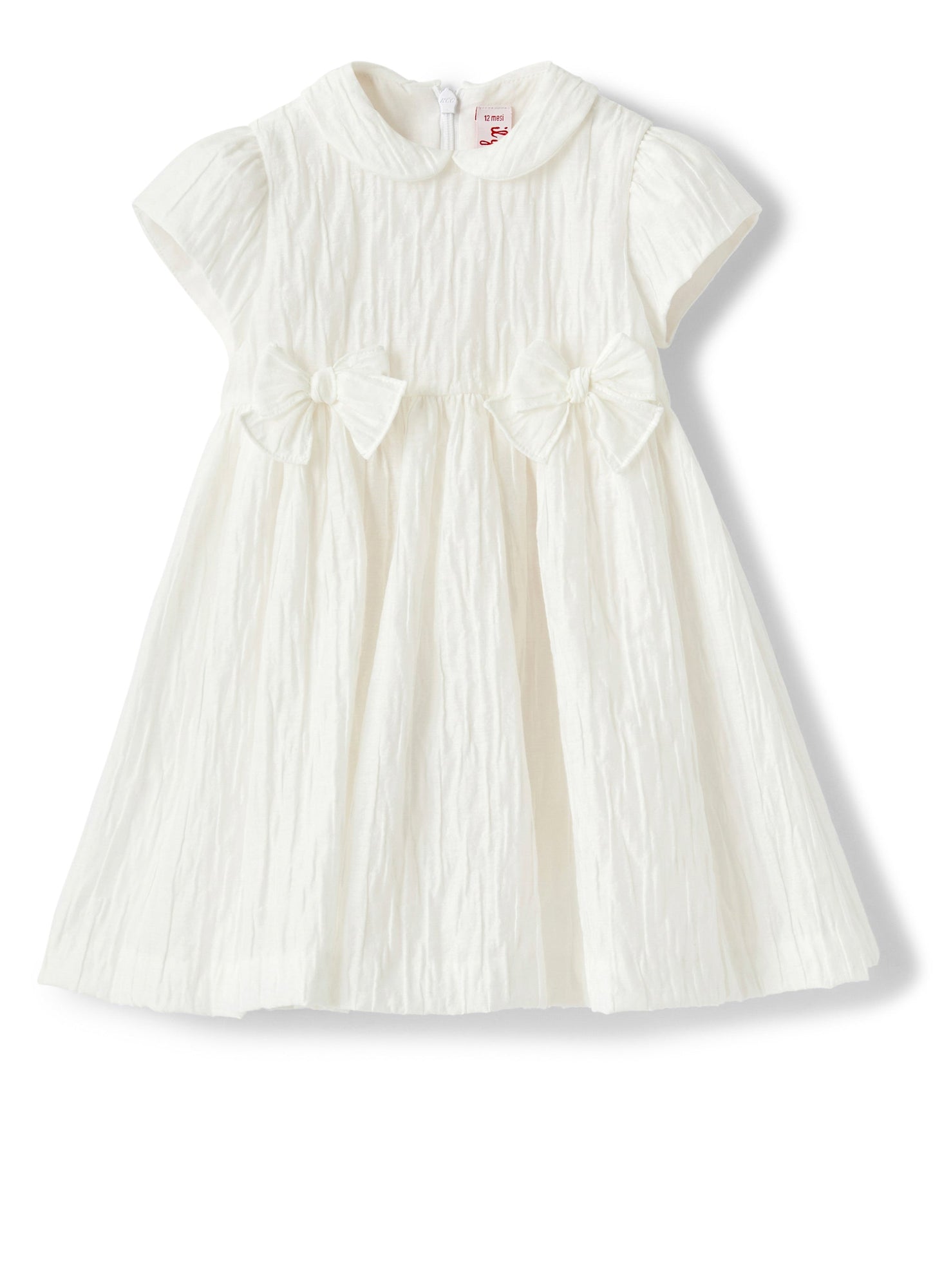 Girls | Froisse Cotton Dress with Bows | White
