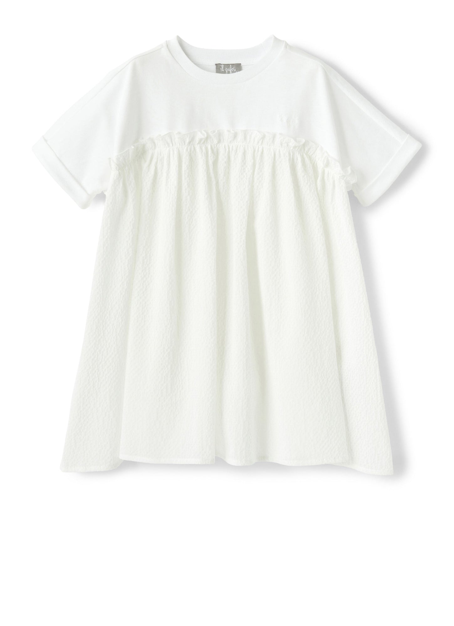 Girls | Dress with Embossed Cotton Skirt | White White