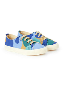 Canvas Sneakers with Camouflage Print | Celeste Scuro