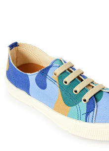 Canvas Sneakers with Camouflage Print | Celeste Scuro