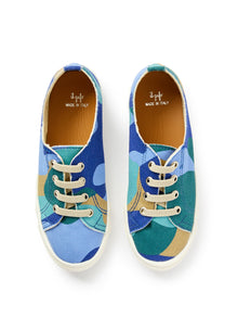 Canvas Sneakers with Camouflage Print | Celeste Scuro