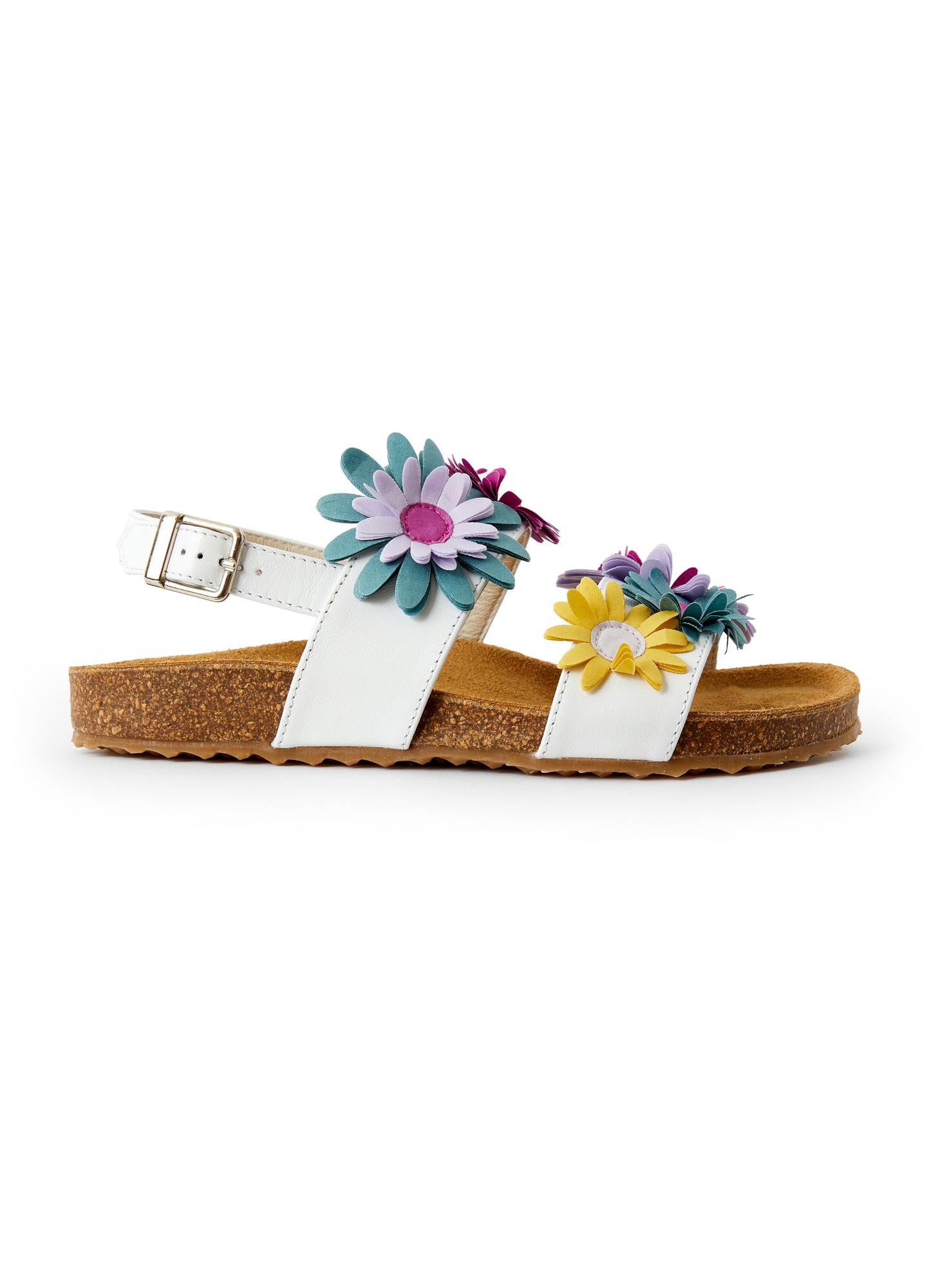 Sandals with MultiColor Flowers | White