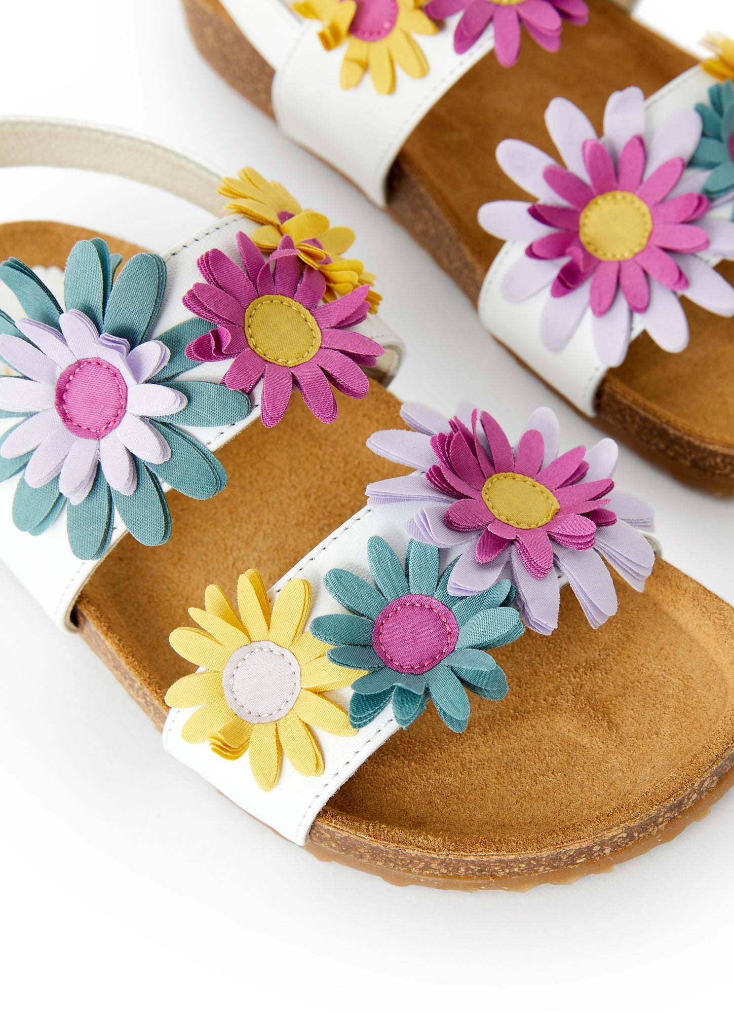 Sandals with MultiColor Flowers | White