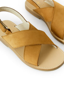 Sandal with Crossed Bands | Cuoio