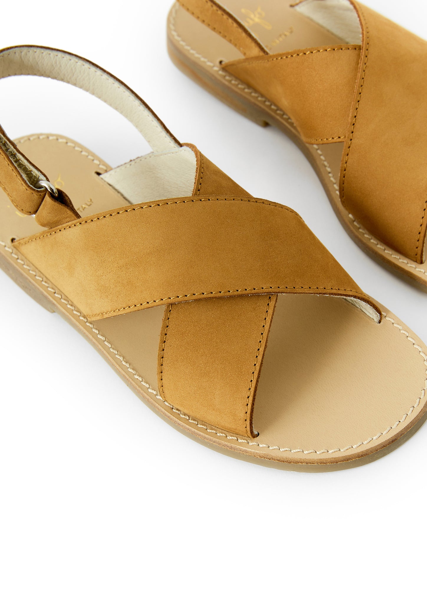 Sandal with Crossed Bands | Cuoio