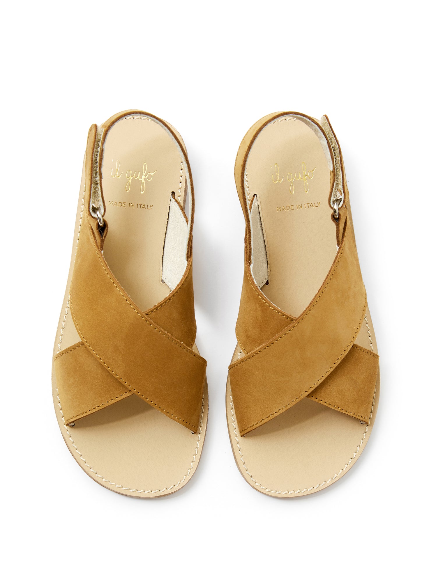 Sandal with Crossed Bands | Cuoio