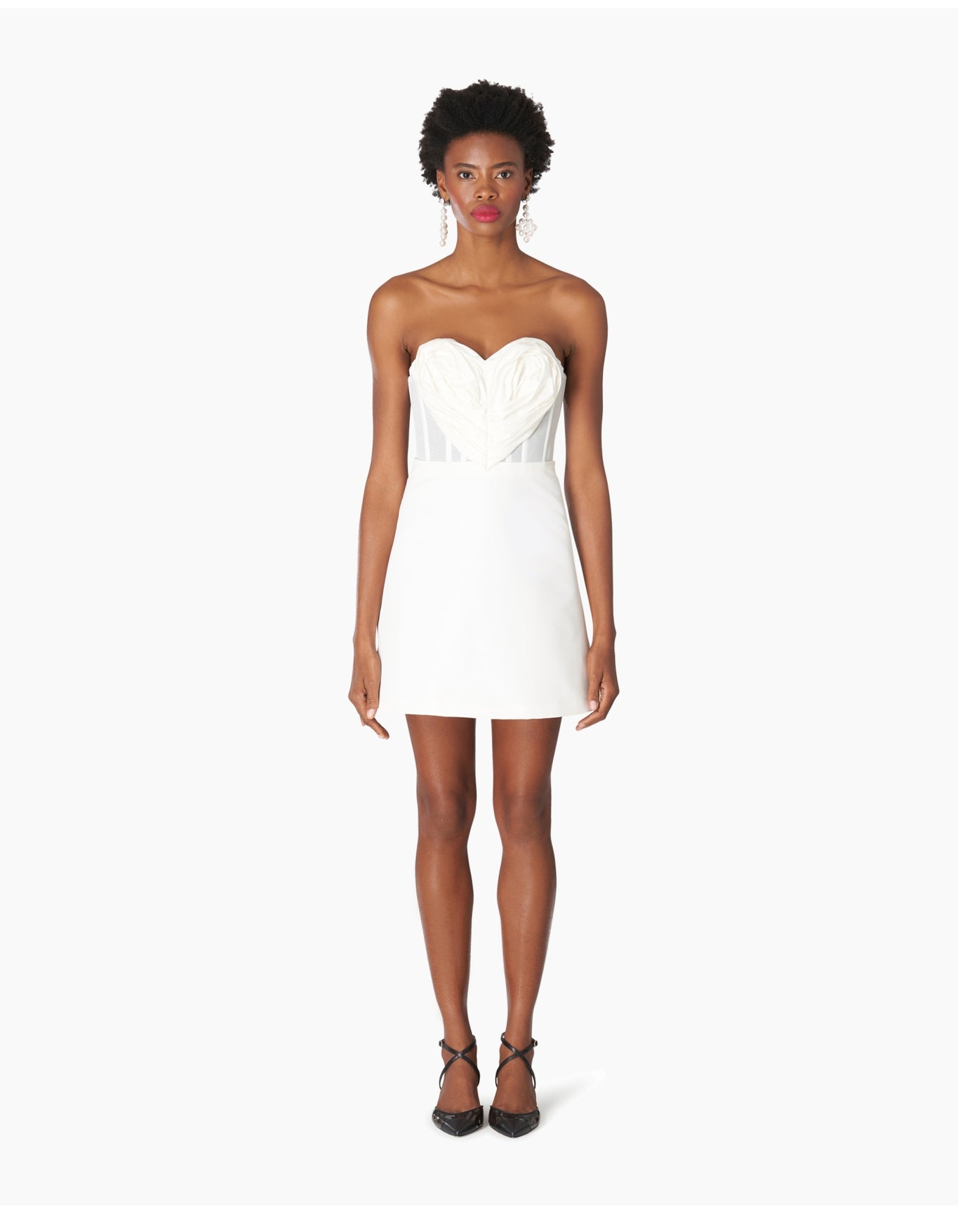 Strapless Sweetheart Neckline Mini Dress | White