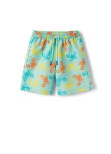 Swimsuit with Printed Crabs | Aqua Green