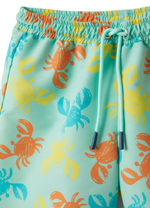 Swimsuit with Printed Crabs | Aqua Green
