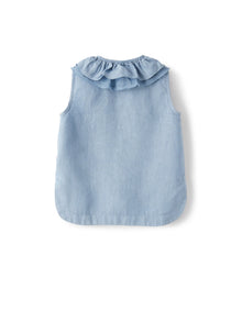 Light-Linen Shirt with Ruffle | Powder Blue