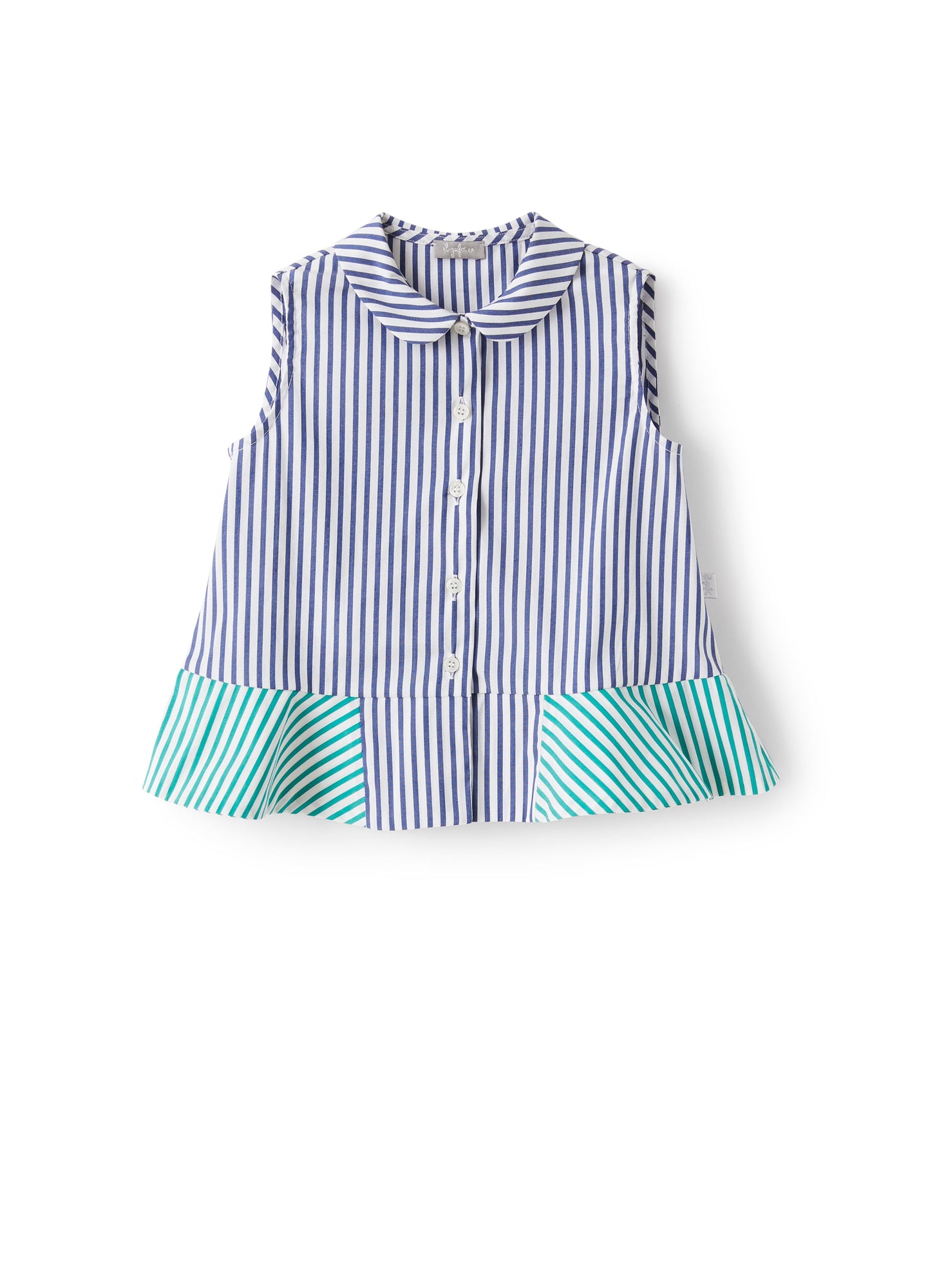 Sleeveless Shirt in Two-Tone Stripes | Blue Denim/Acqua