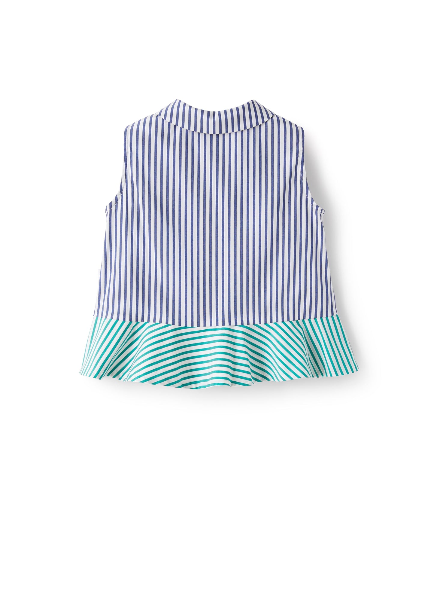 Sleeveless Shirt in Two-Tone Stripes | Blue Denim/Acqua