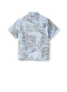Short-Sleeve Shirt with Exclusive Print Design | Powder Blue