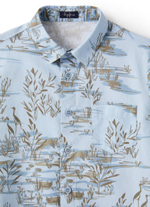 Short-Sleeve Shirt with Exclusive Print Design | Powder Blue