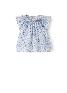 Baby Girls’ Voile Shirt with Flower Print | Light Blue