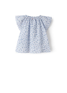 Baby Girls’ Voile Shirt with Flower Print | Light Blue
