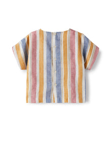 Boxy Linen Shirt with Multi-Colored Stripes | Amber