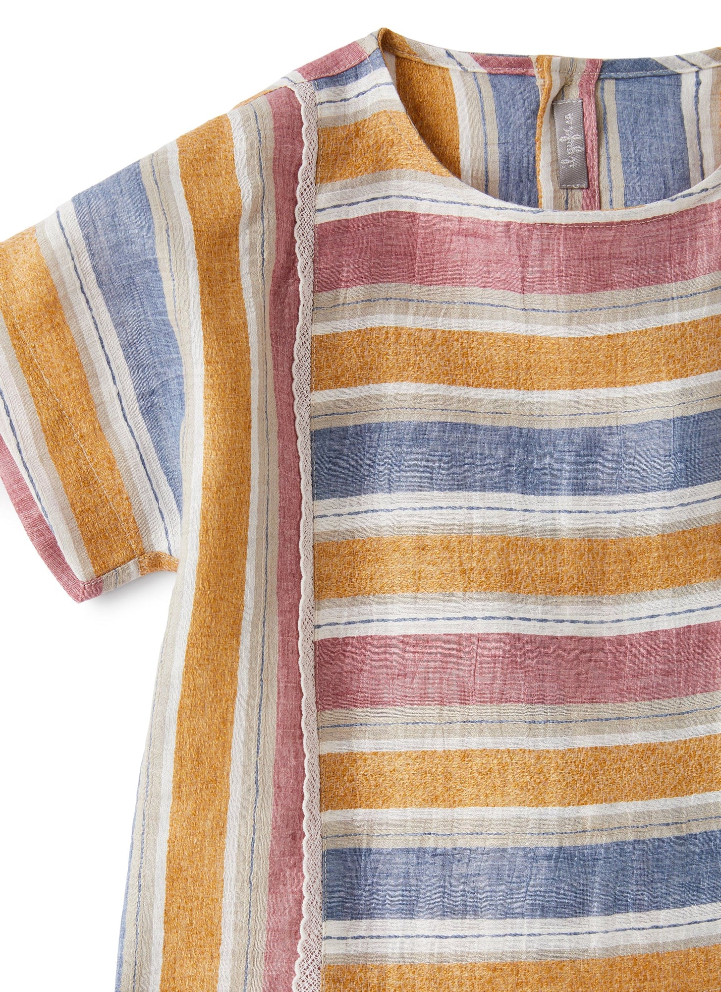 Boxy Linen Shirt with Multi-Colored Stripes | Amber