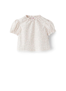 Shirt in Organic Cotton with Printed Flowers | Baby Pink