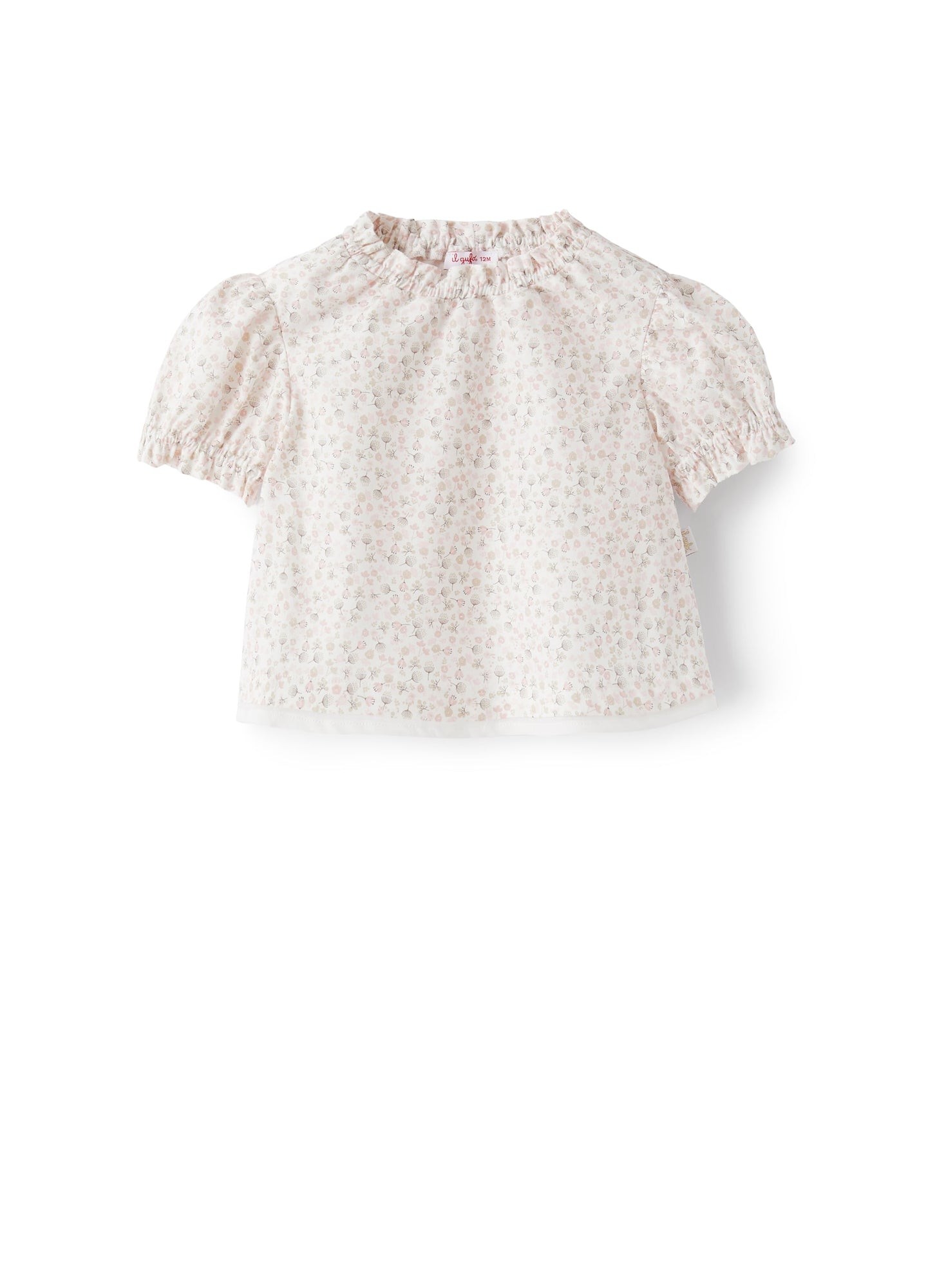 Shirt in Organic Cotton with Printed Flowers | Baby Pink