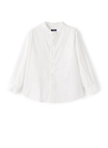 Mandarin-Collar Shirt in Poplin | White