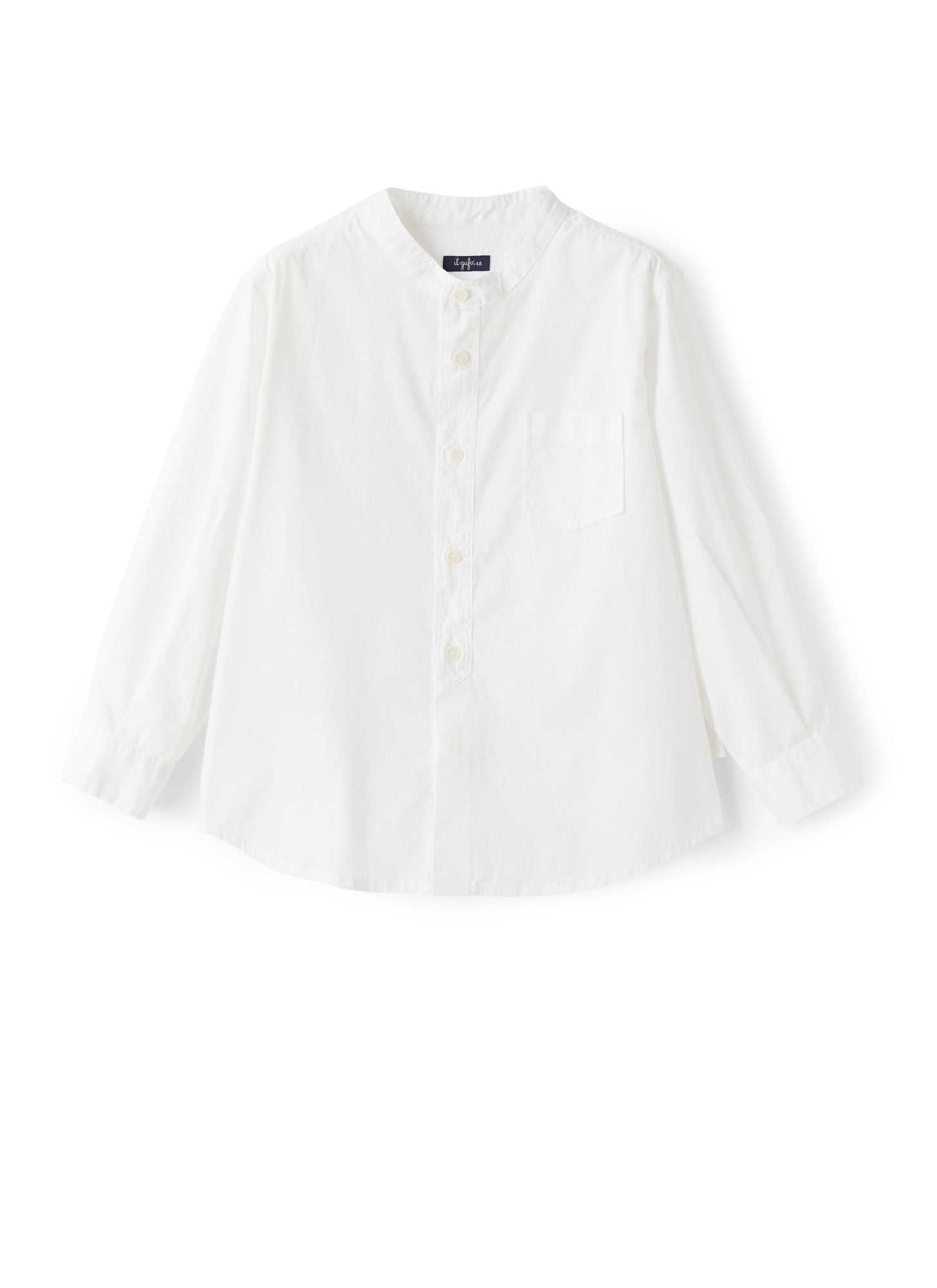Mandarin-Collar Shirt in Poplin | White