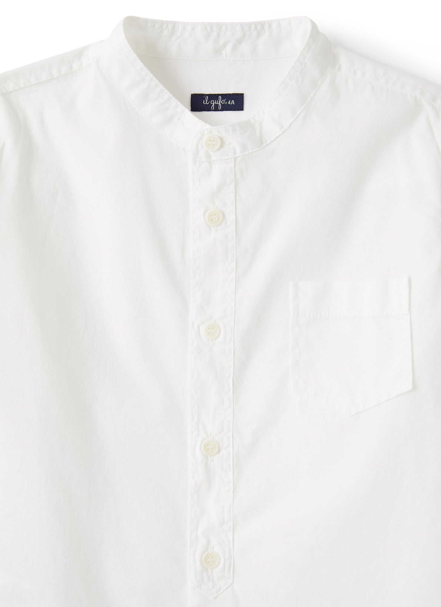 Mandarin-Collar Shirt in Poplin | White