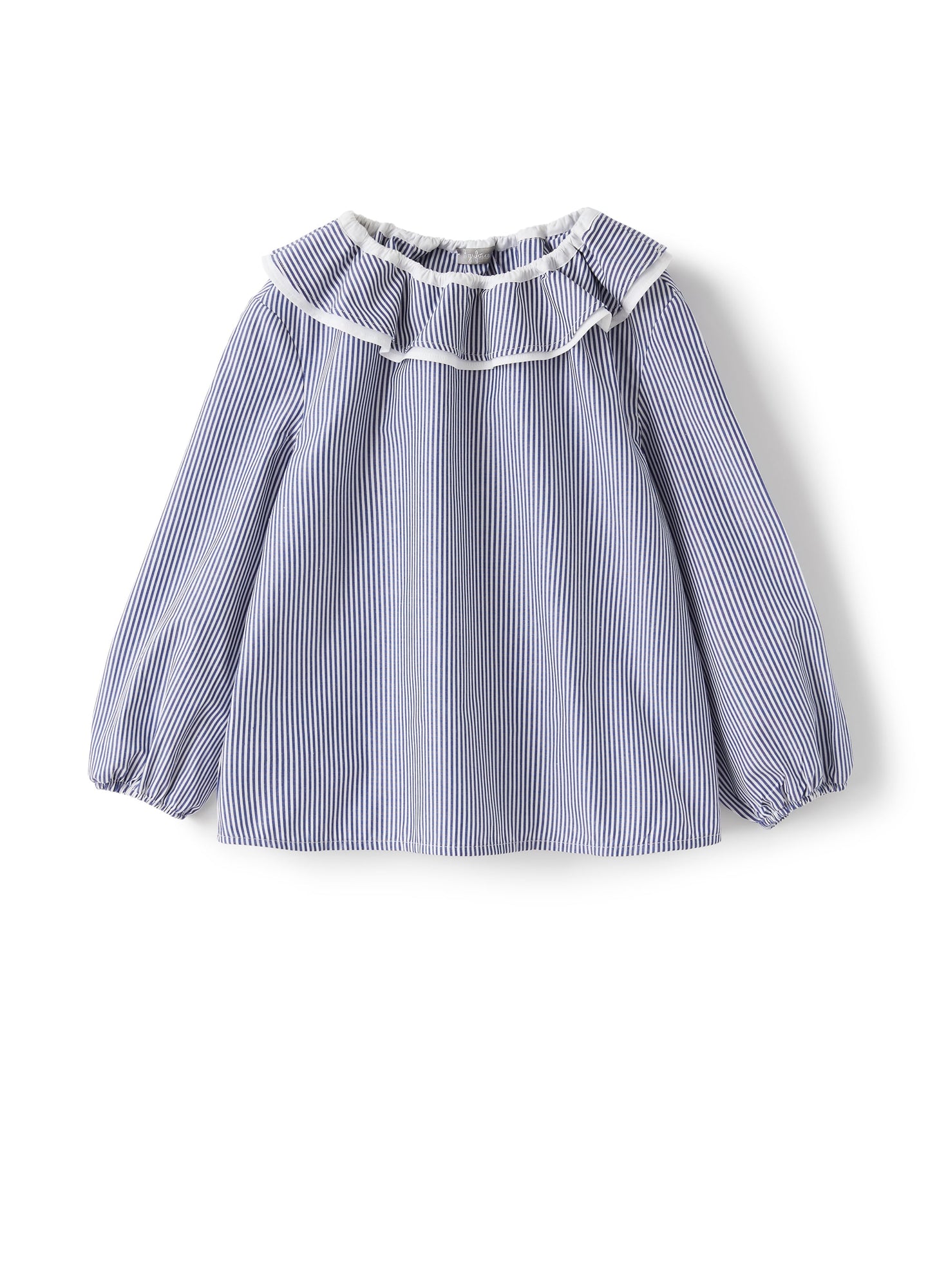 Striped Shirt with Ruffle Collar | Ocean Blue