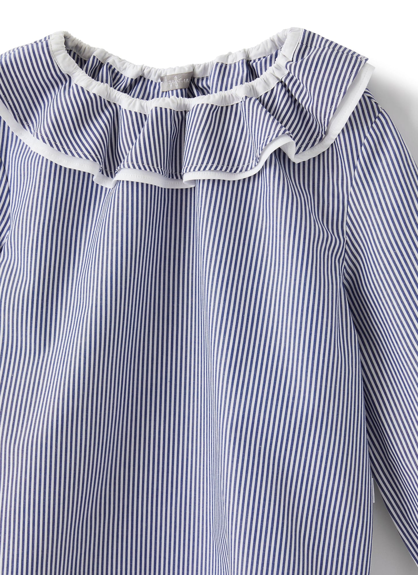 Striped Shirt with Ruffle Collar | Ocean Blue