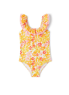One-Piece Swimsuit with Printed Flowers | Multicolor