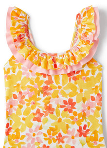 One-Piece Swimsuit with Printed Flowers | Multicolor
