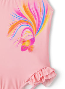 One-Piece Swimsuit with Fish Print | Clay Red