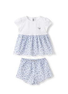 Two-Piece Set with Floral Print | Light Blue/White