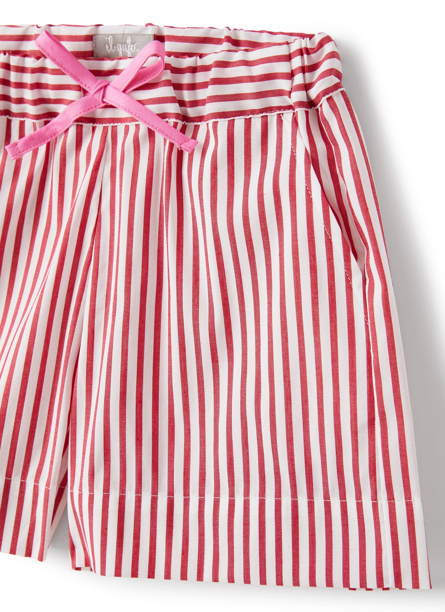 Two-Piece Set in Striped Cotton | Goji Red/Rosehip Pink