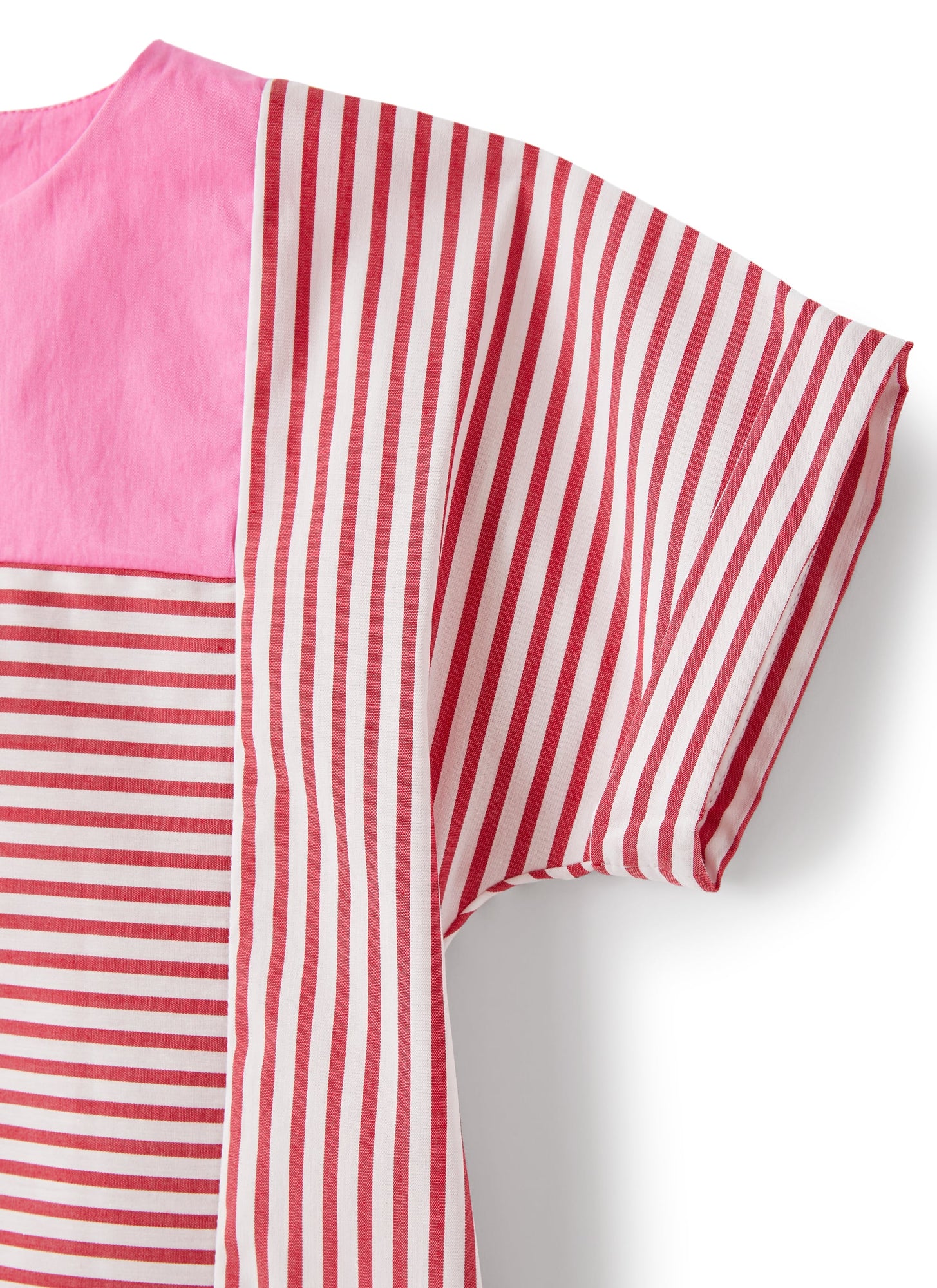 Two-Piece Set in Striped Cotton | Goji Red/Rosehip Pink