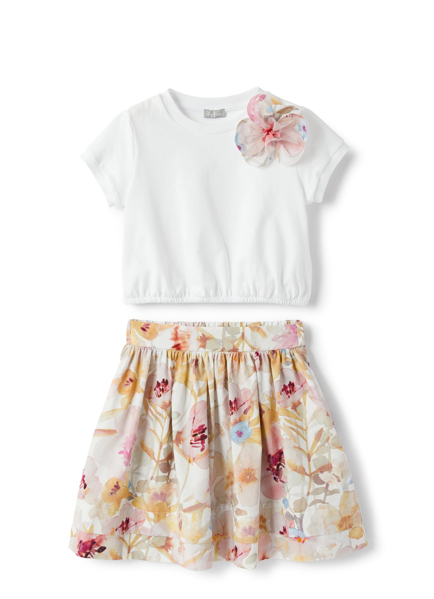 Two-Piece Set with Skirt | Pink/White