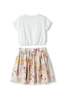 Two-Piece Set with Skirt | Pink/White