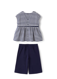 Two-Piece Set in Stripy Jersey | Blue/White