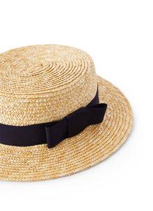 Raffia Hat with Grosgrain | Natural/Blue