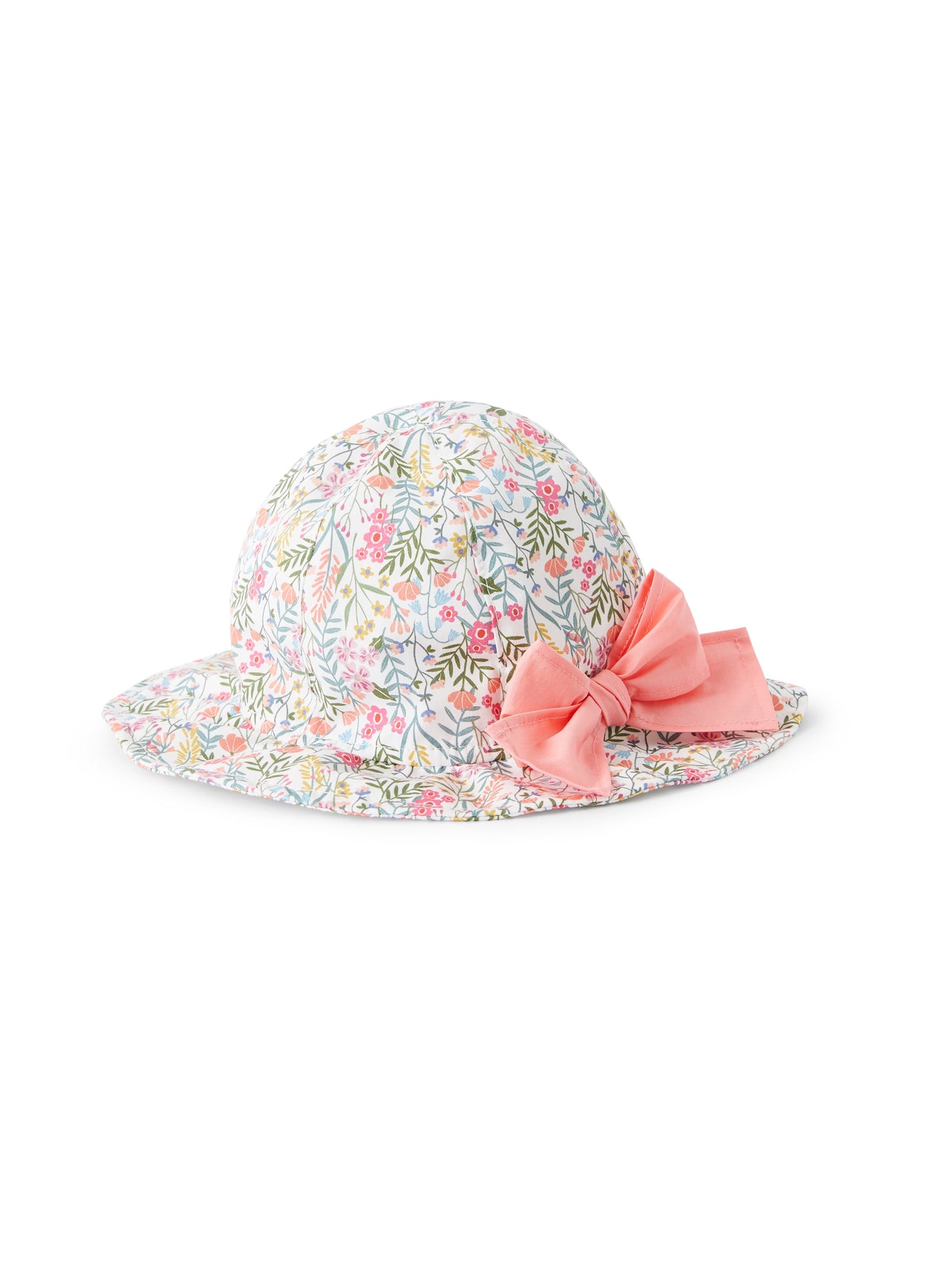 Cotton Hat with Floral Print | Smeraldo/Lime