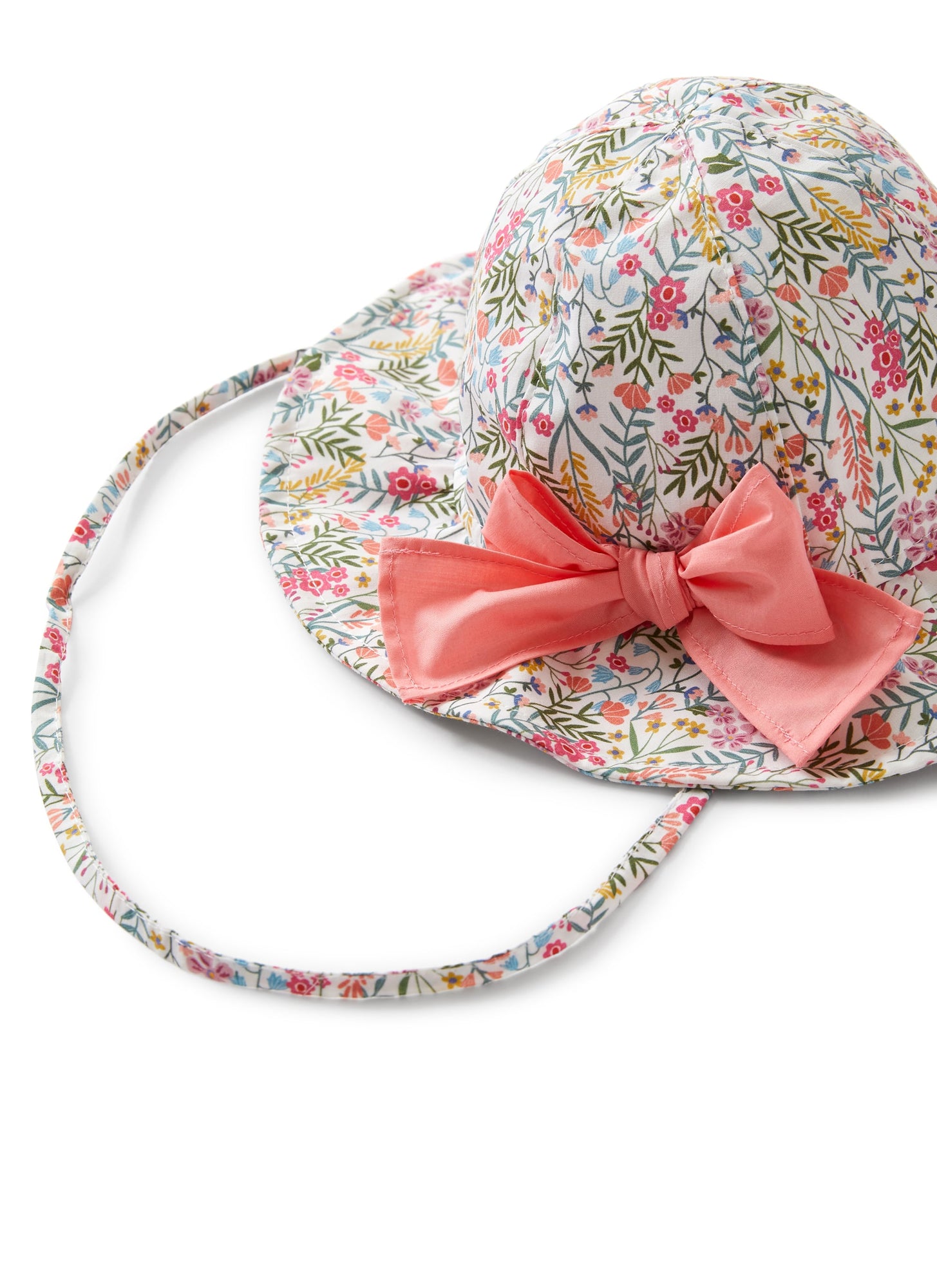 Cotton Hat with Floral Print | Smeraldo/Lime
