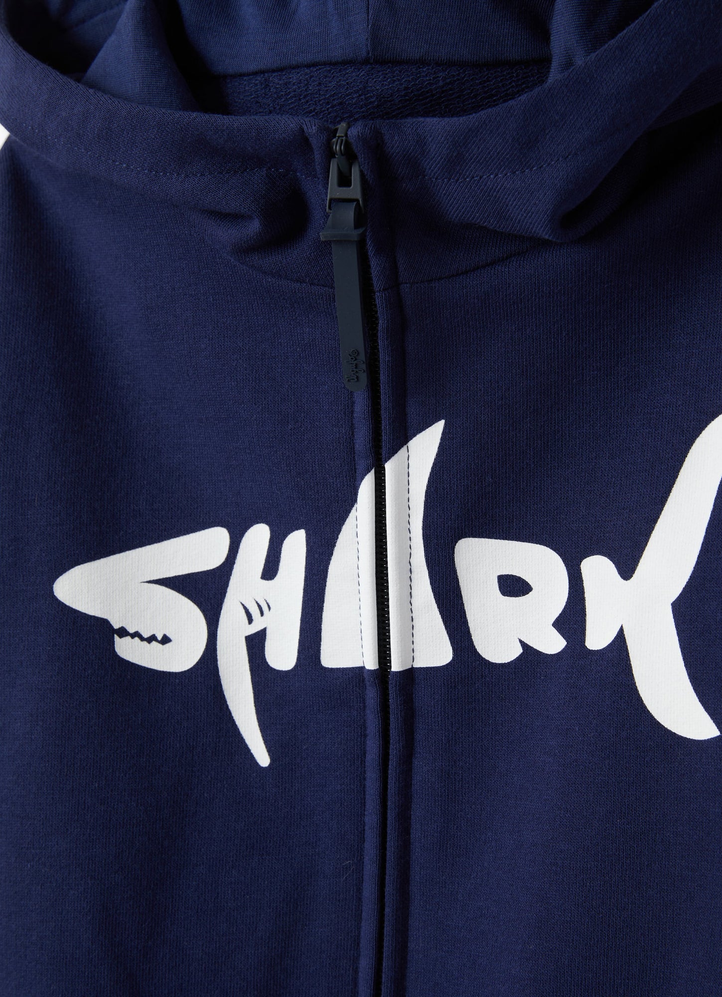 Zip-Front Sweatshirt with Shark Print | Blue/White